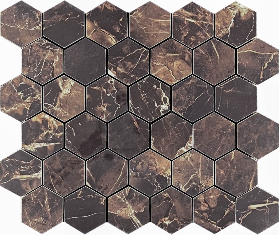 Декор Copper Slab Black Mosaic Hexagone - фото 4