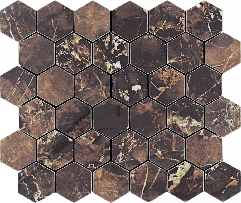 Декор Copper Slab Black Mosaic Hexagone - фото 2