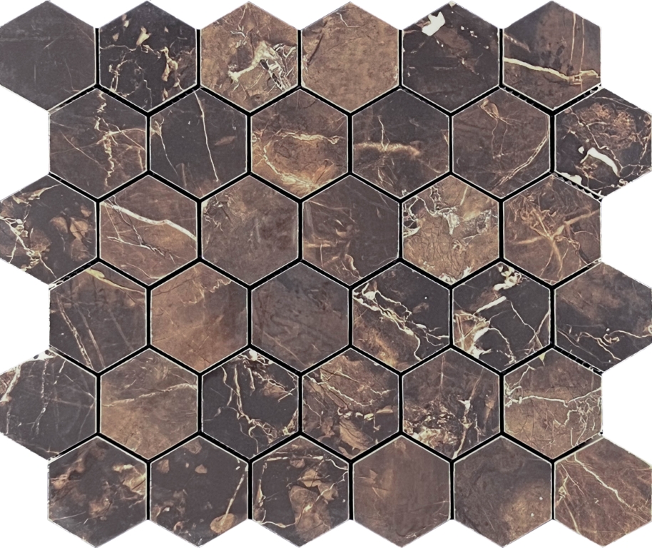 Декор Copper Slab Black Mosaic Hexagone - фото 6
