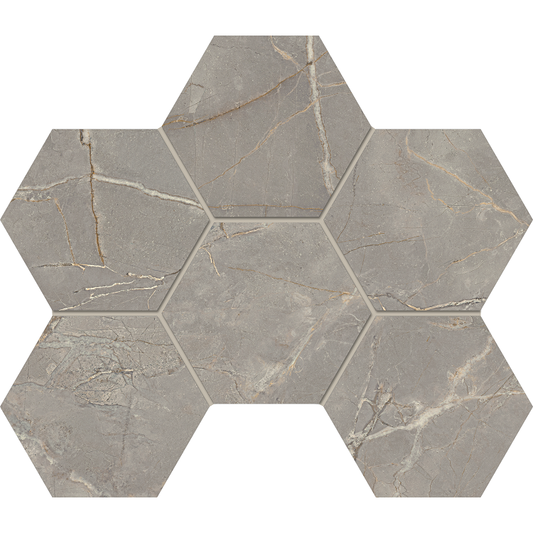 Mosaic/BR03_NS/25x28,5/Hexagon Декор Bernini Grey BR03 Hexagon 28.5x25 Полированная