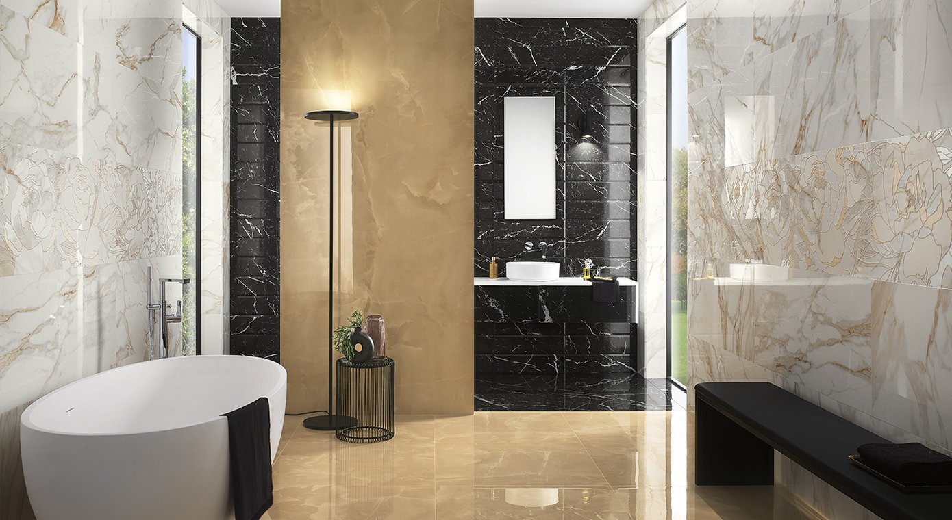 fQKB Декор Roma Gold Pb Calacatta Delicato / Onice Miele / Nero Elegante Deco Mosaico 30x30 - фото 3
