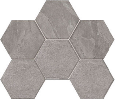 Mosaic/LN02_NS/TE02_NS/25x28,5/Hexagon Декор Terra LN02-TE02 Grey Hexagon 28.5x25 неполированная