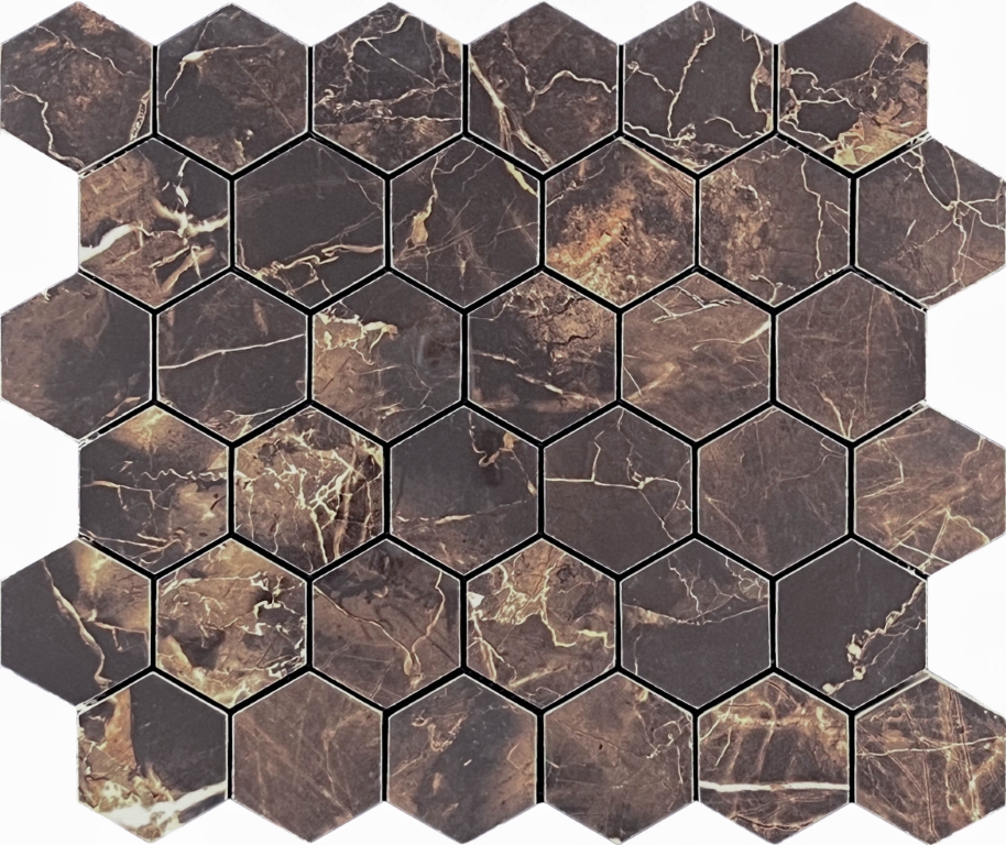 Декор Copper Slab Black Mosaic Hexagone - фото 3