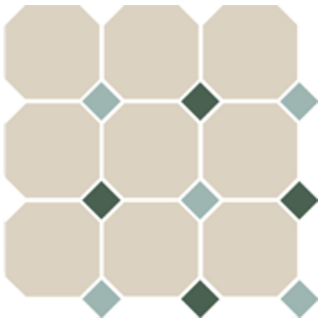 Напольный Victorian Designs 4416 Oct13+18-A White Octagon 16/Turquoise 13 + Green 18 Dots