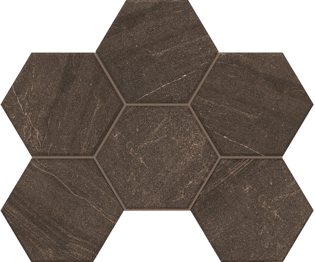 Mosaic/GB04_NR/25x28,5/Hexagon Декор Gabbro GB04 Brown Hexagon неполированная 25x28.5