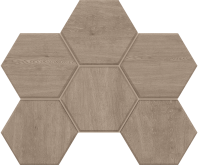 Mosaic/CW02_NR/25x28.5/Hexagon Декор Classic Wood CW02 Dark Grey Hexagon Неполированный 28.5x25