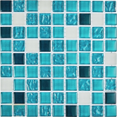 Мозаика Напольные вставки Микс бирюза белая (1.5x1.5) 30x30