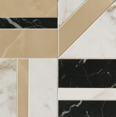 fQKB Декор Roma Gold Pb Calacatta Delicato / Onice Miele / Nero Elegante Deco Mosaico 30x30