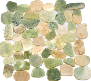 Мозаика Каменная Мрамор бело-зелёный круглый 32x32