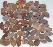 Мозаика Каменная Галька овал красно-коричневая шлифованная 32x32