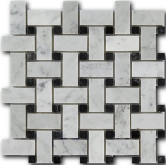 Мозаика Basket Weave Bianco Carrara + Nero Marquina 30.5x30.5